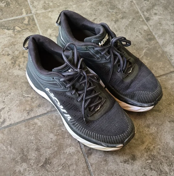 Hoka Bondi 7 Mens Running Shoes Sneakers Black And White Size 10 - Picture 7 of 12